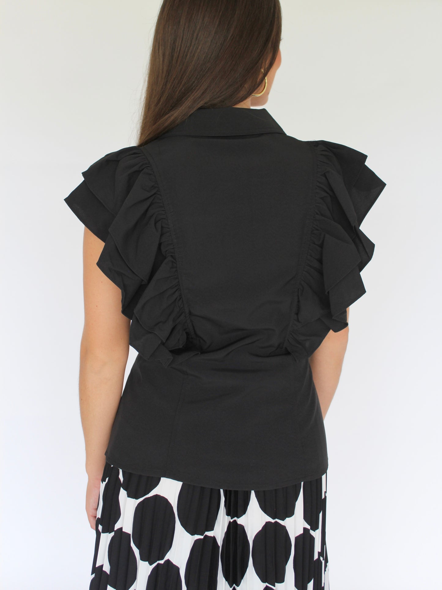 Wishful Thinking Button Up Top- Black