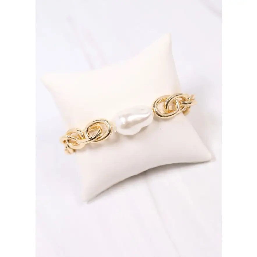 Harrie Link Bracelet-Pearl/Gold