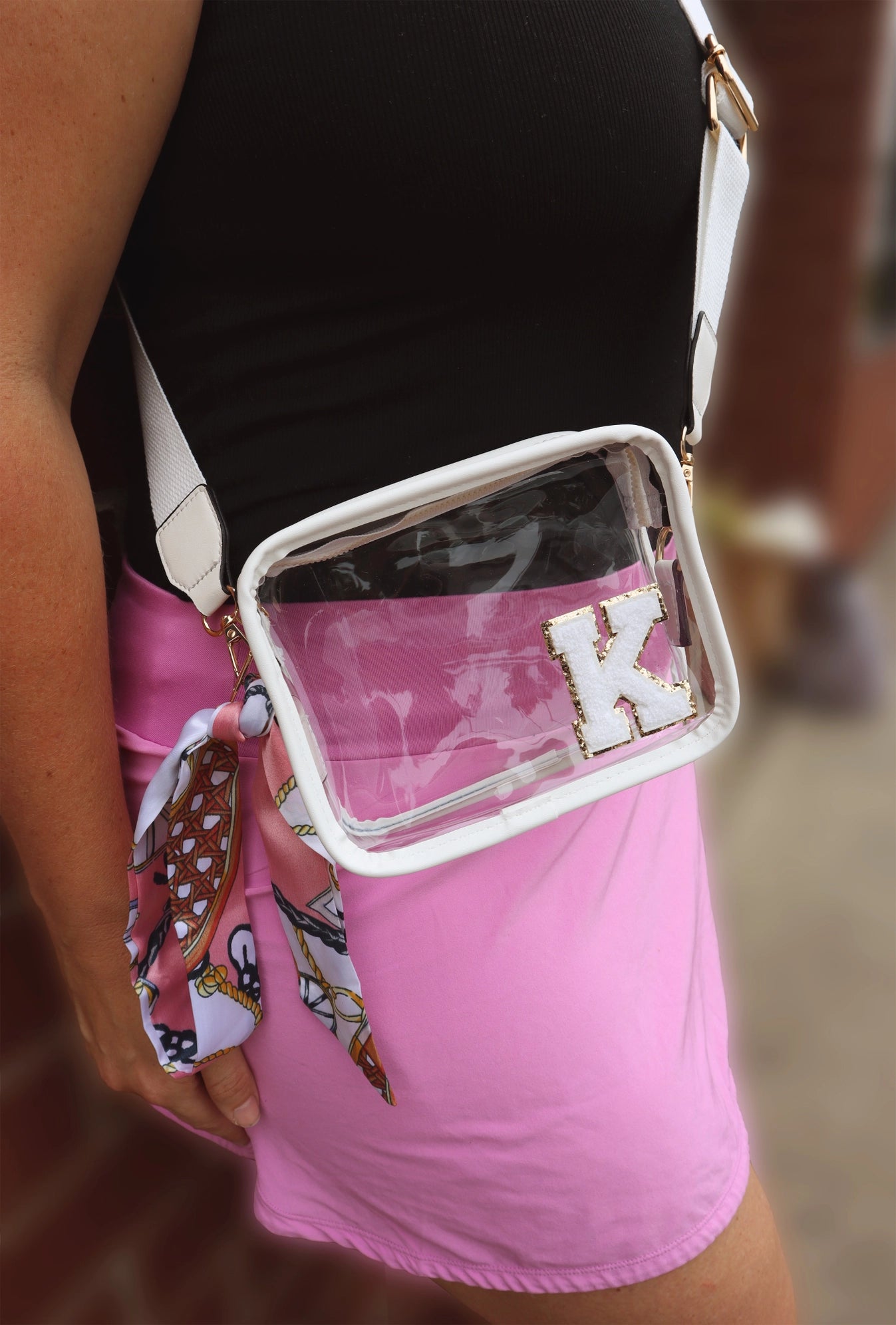 Clear Cross Body Bag-White