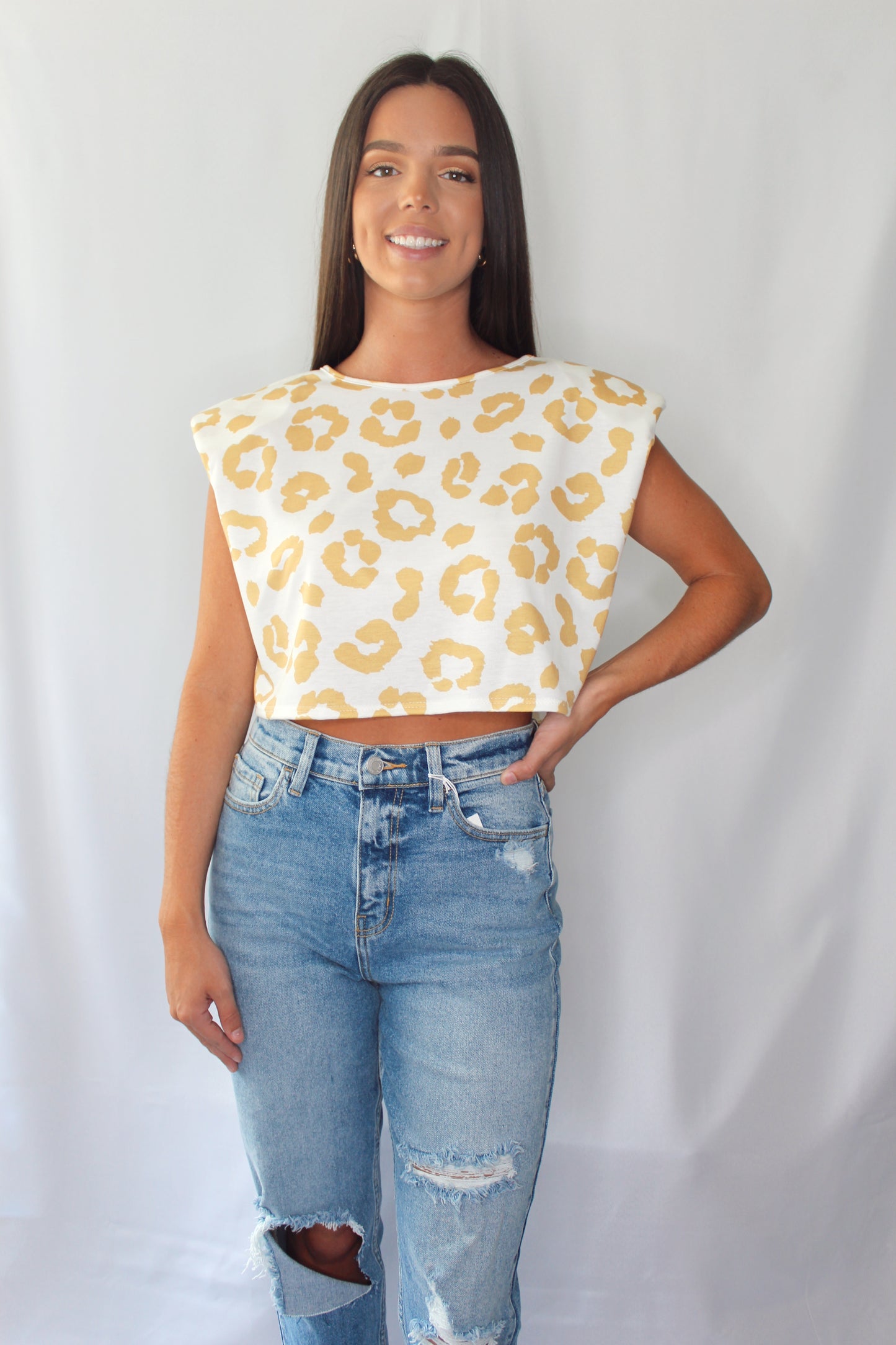 Wild About You Crop Top- Ivory/Yellow