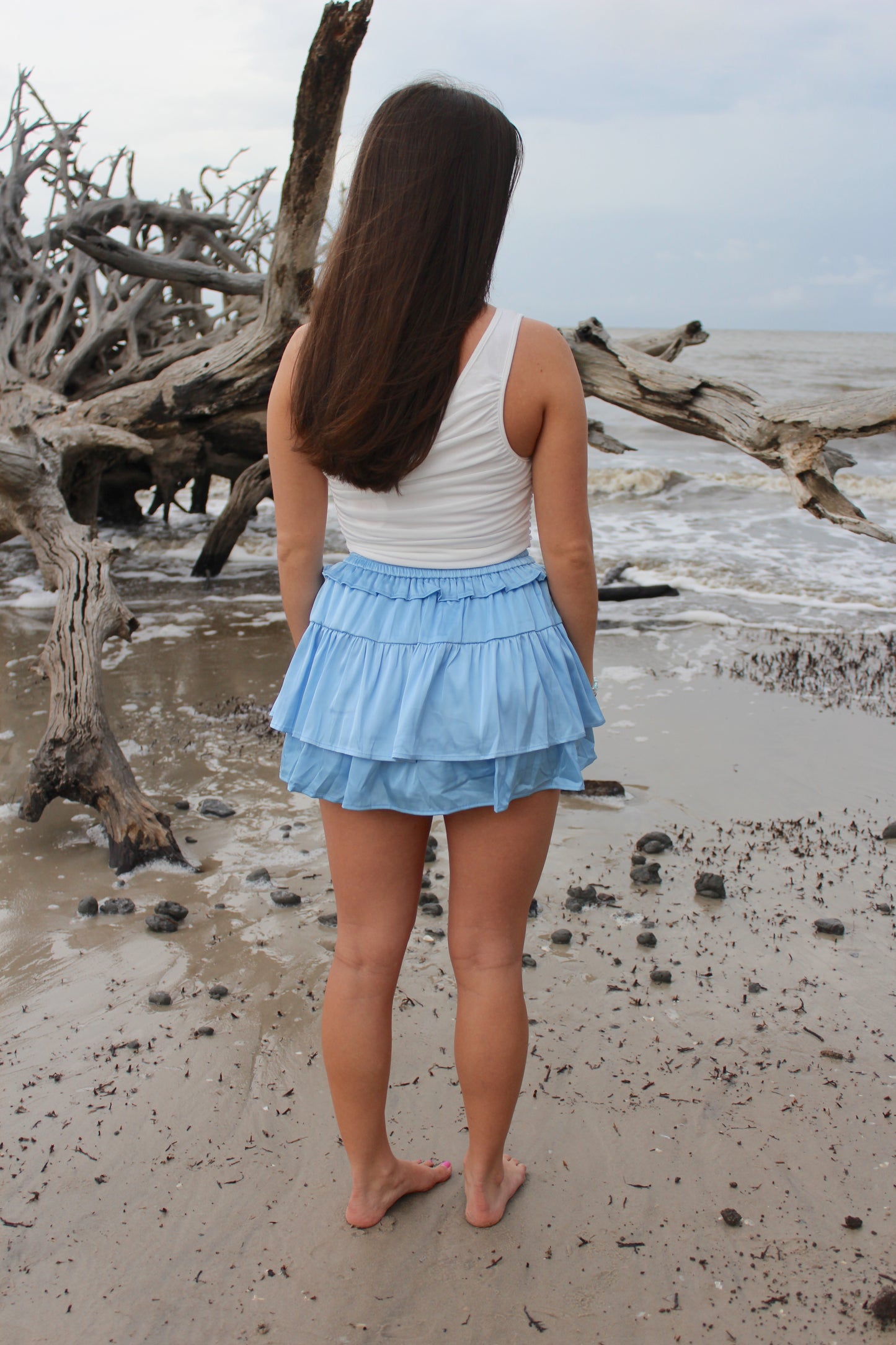On The Way Skort-Baby Blue