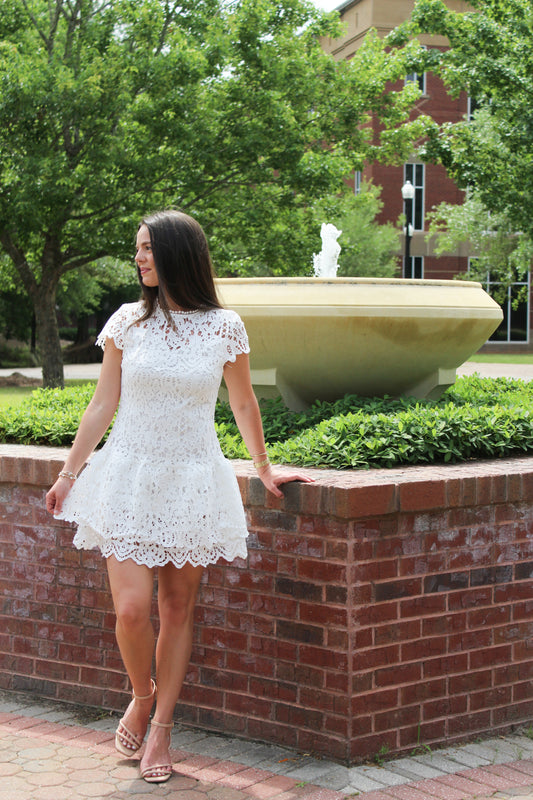Nova Lace Dress- White